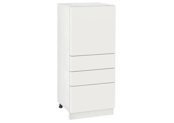 Долен модул с врата и три чекмеджета Мат 600К Бял - Бял мат