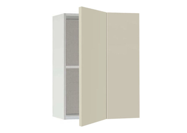 Горен модул ъглов с рафт Мат 61 Бял - Бежаво