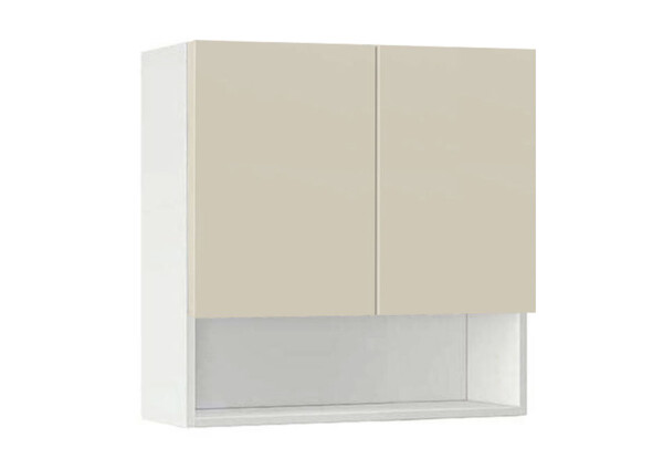 Горен модул с ниша и две врати Мат 80P Бял - Бежаво