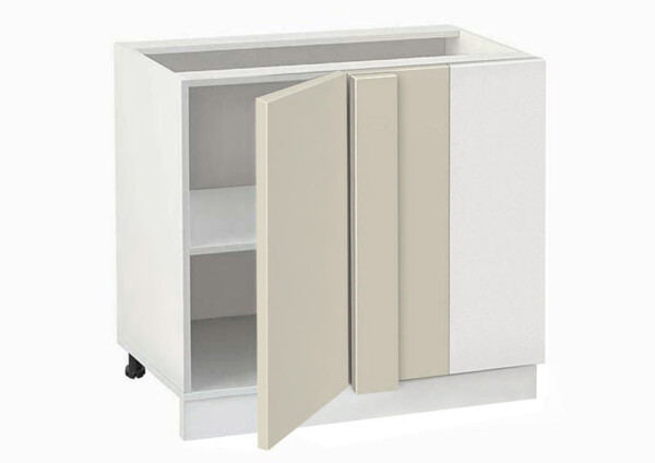 Долен модул ъглов с рафт Мат 1001 Бял - Бежаво