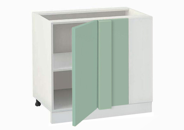 Долен модул ъглов с рафт Мат 1001 Бял - Мента
