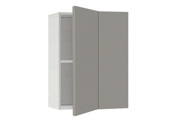 Горен модул ъглов с рафт Мат 61 Бял - Сив