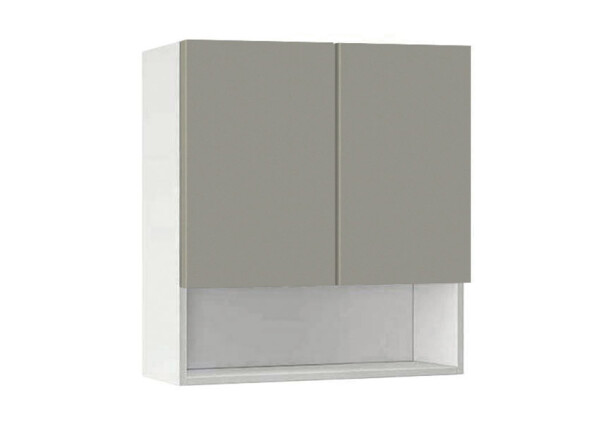 Горен модул с ниша и две врати Мат 60P Бял - Сив