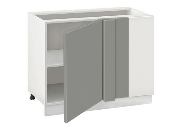 Долен модул ъглов с рафт Мат 1201 Бял - Сив