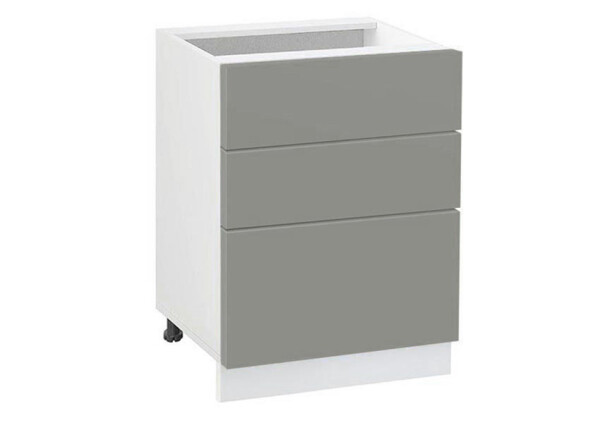 Долен модул с три чекмеджета Мат 603 Бял - Сив
