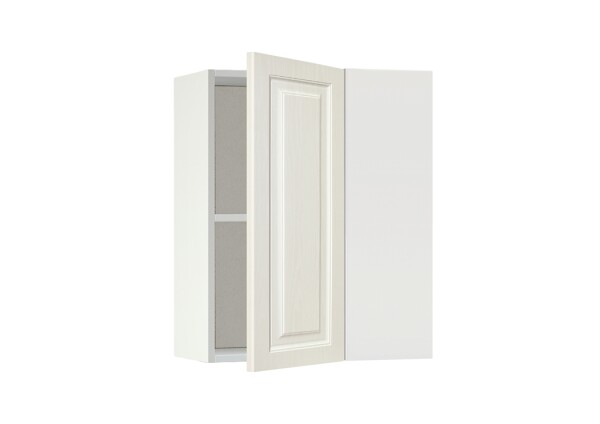 Горен модул ъглов с рафт Винтидж 61 Бял - Каймак