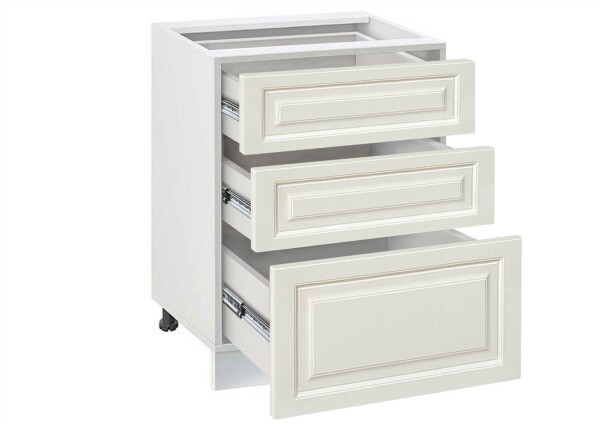 Долен модул с три чекмеджета Винтидж 603 Бял - Каймак