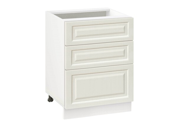 Долен модул с три чекмеджета Винтидж 603 Бял - Каймак