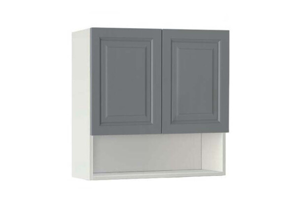 Горен модул с ниша и две врати Винтидж 80P Бял - Велвет