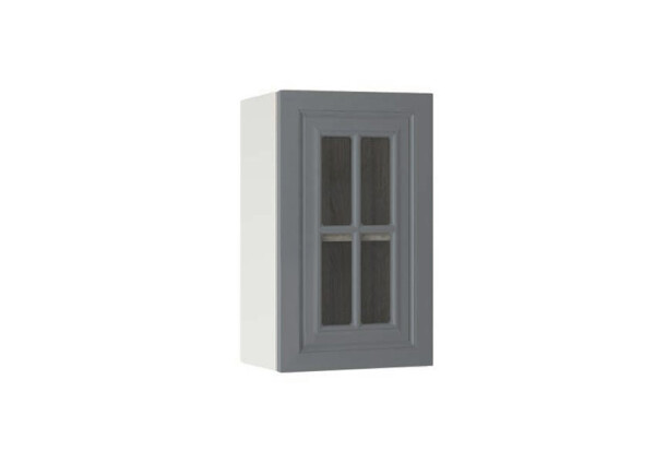 Горен модул с витринна врата и рафт Винтидж 4МВ Бял - Велвет