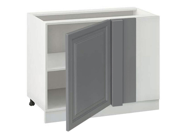 Долен модул ъглов с рафт Винтидж 1201 Бял - Велвет