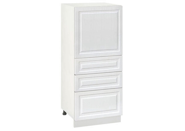 Долен модул с врата и три чекмеджета Винтидж 600К Бял - Бял