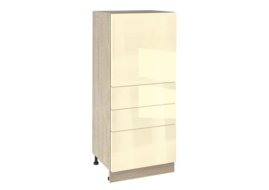 Долен модул с врата и три чекмеджета Глосмакс 600К Сонома - Айвъри