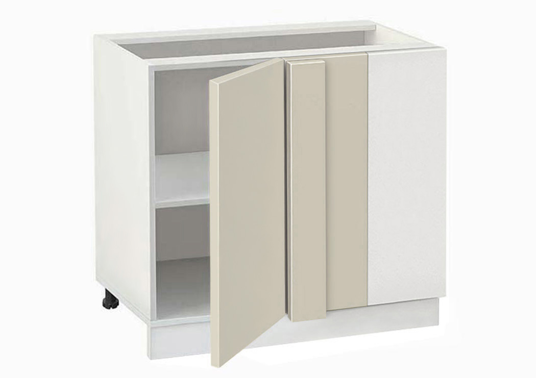 Долен модул ъглов с рафт Мат 1001 Бял - Бежаво