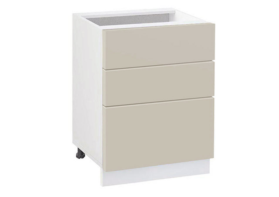 Долен модул с три чекмеджета Мат 603 Бял - Бежаво