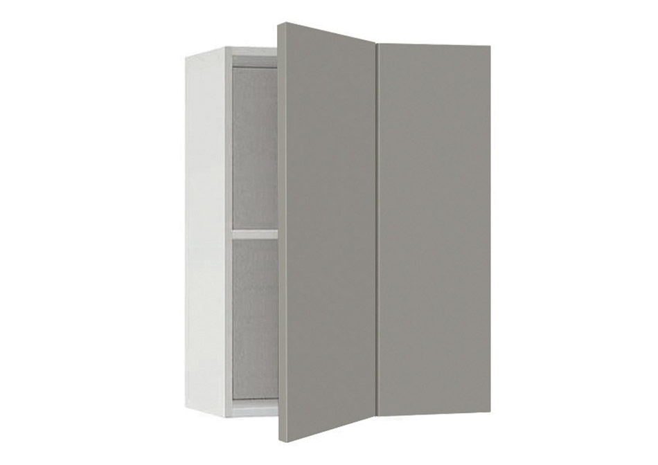 Горен модул ъглов с рафт Мат 61 Бял - Сив