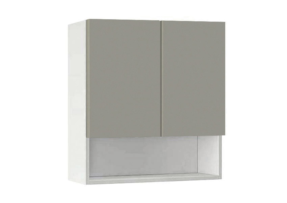 Горен модул с ниша и две врати Мат 60P Бял - Сив
