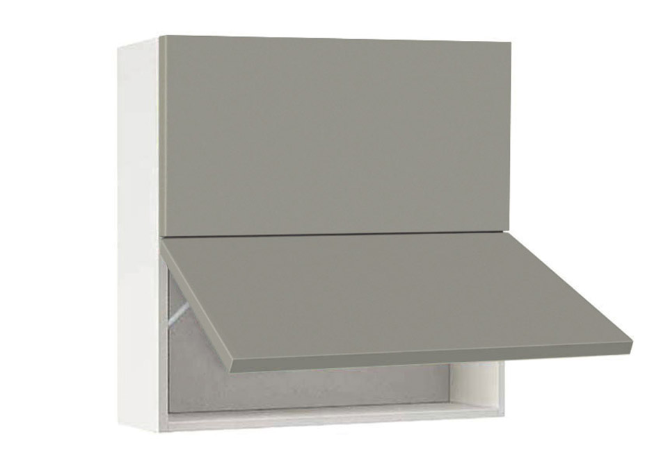 Горен модул с две хоризонтални врати Мат 80Г Бял - Сив