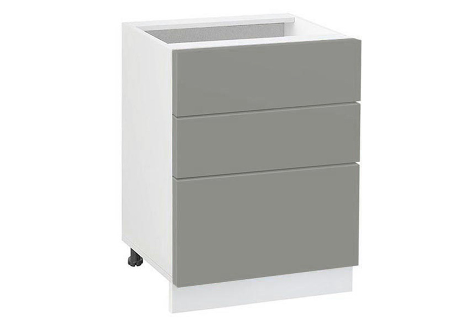 Долен модул с три чекмеджета Мат 603 Бял - Сив