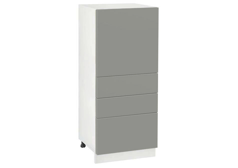 Долен модул с врата и три чекмеджета Мат 600К Бял - Сив