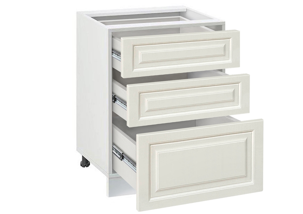 Долен модул с три чекмеджета Винтидж 603 Бял - Каймак