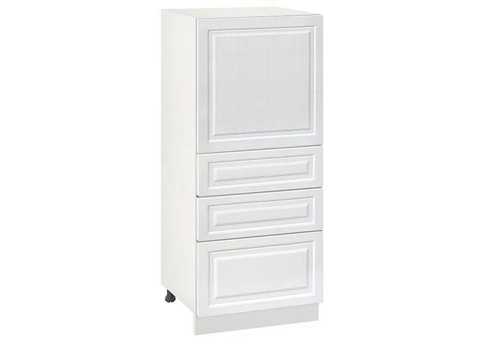 Долен модул с врата и три чекмеджета Винтидж 600К Бял - Бял